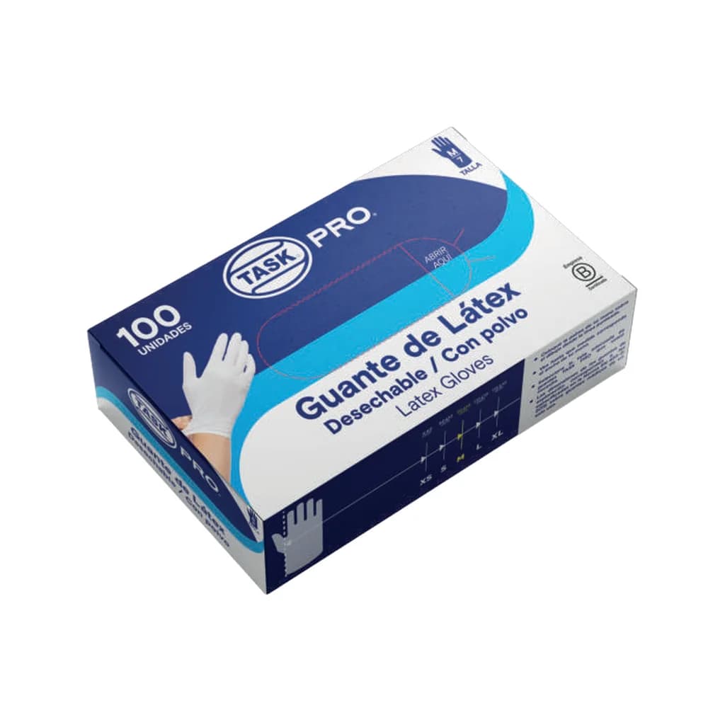 Guante de látex desechable con polvo, fabricante Task Pro