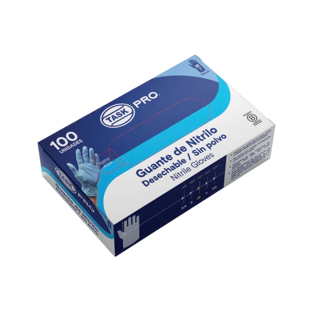 Guante de nitrilo sin polvo, fabricante Task Pro