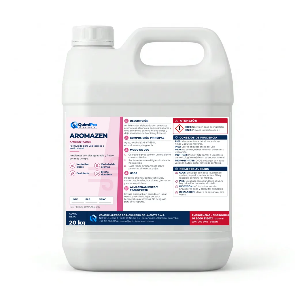 Envase de 20 kg de AromaZen Ambientador con su etiqueta